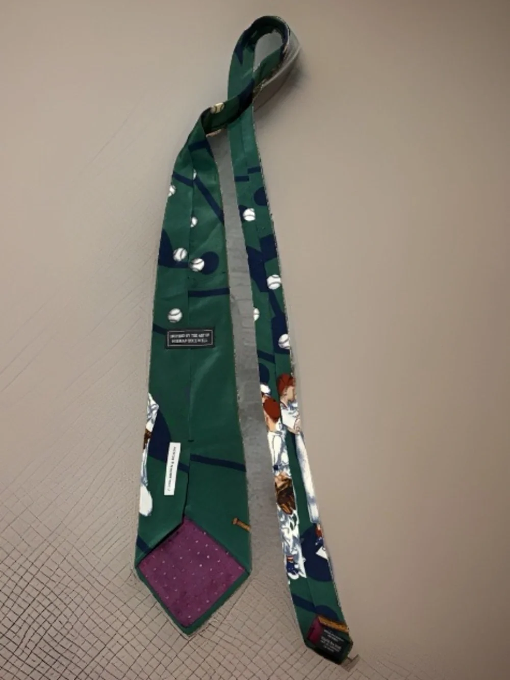Vintage 1996 Norman Rockwell Baseball Graphic Silk Necktie